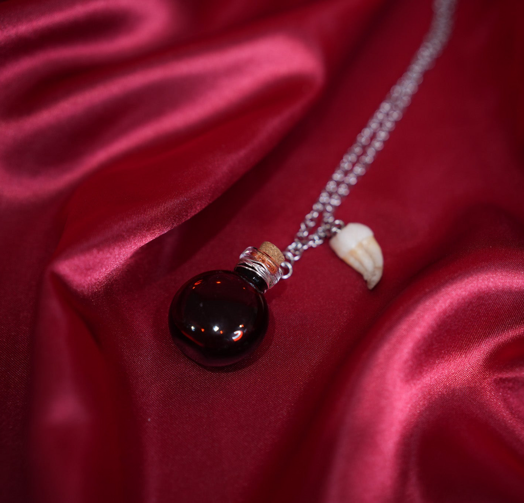 Edible Blood Vial Tooth Necklace