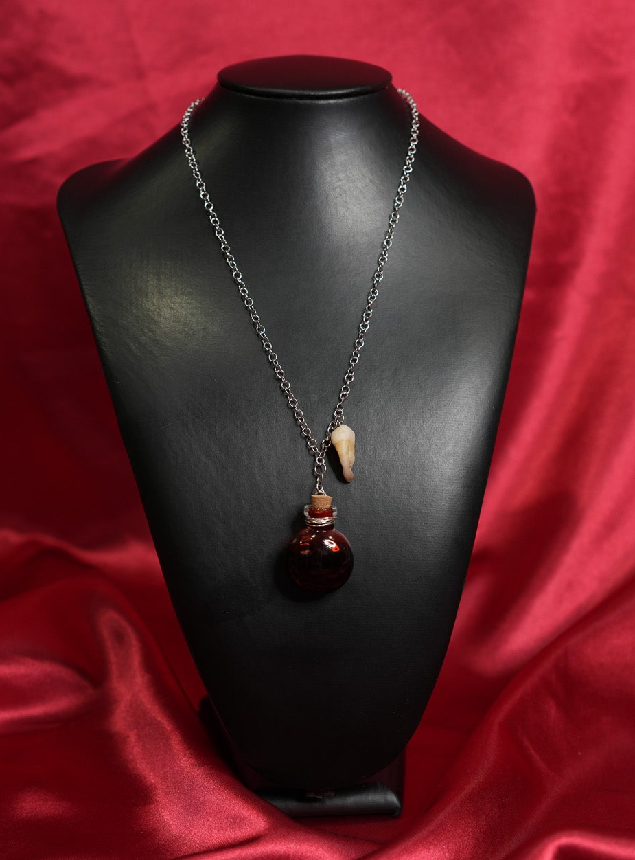 Edible Blood Vial Tooth Necklace