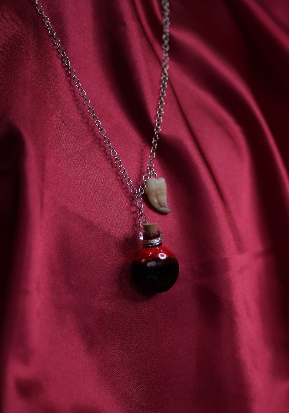 Edible Blood Vial Tooth Necklace