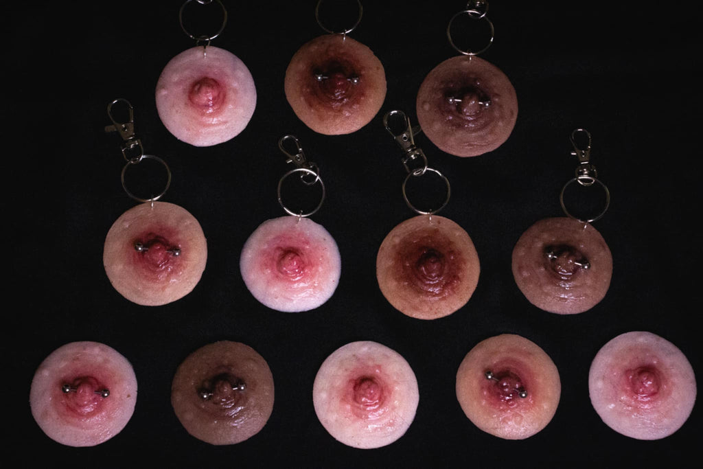 Pierced Nipple Keyring